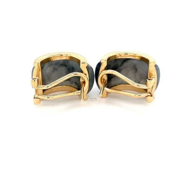 14k Gold Gray Stone French Clip Earrings - Picture 3 of 6
